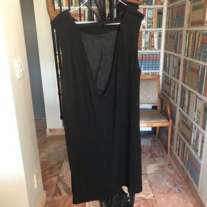 Black plunging neckline line dress by Joseph